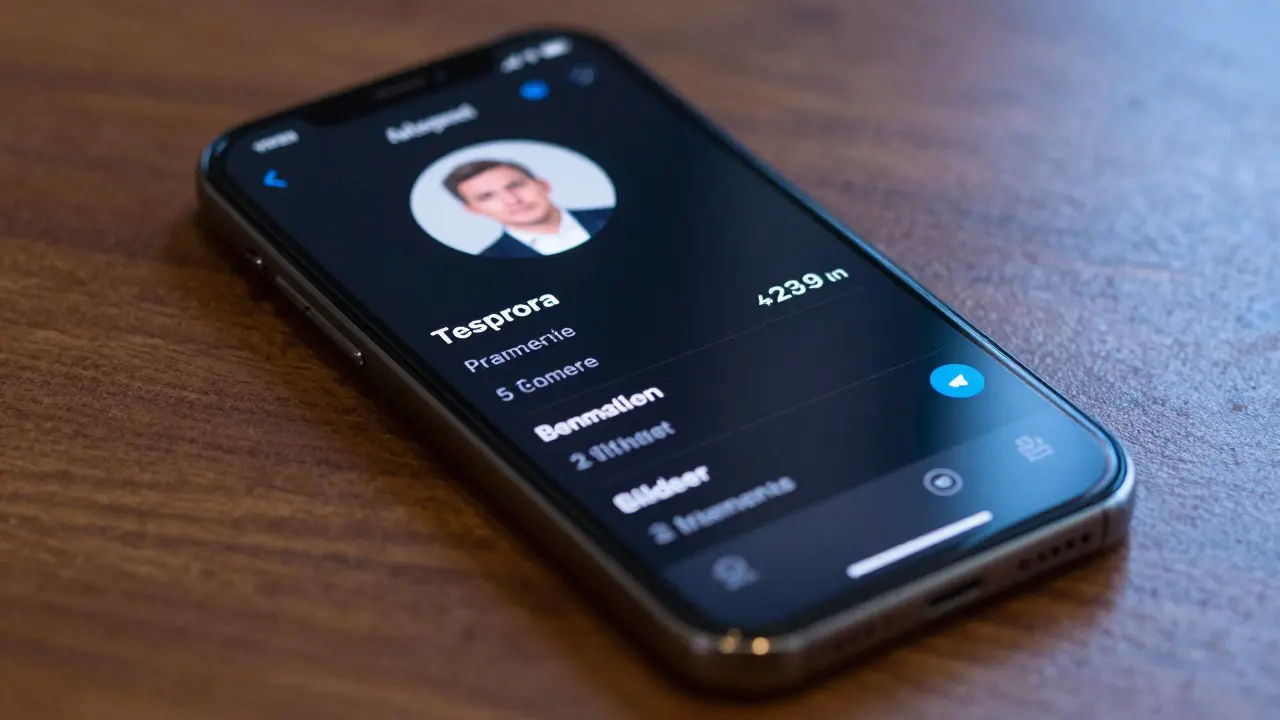 A smartphone screen showing a Telegram chat with a blurred escort profile.